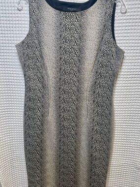Nine West Size 10 Monochromatic Python Print Knit MIDI Lined Career Dress
